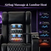 Sillón Reclinable Curvo con Base Tipo Trineo para Cine en Casa, con Masaje por Airbag y Calefacción |   Sofá Reclinable Eléctrico de 4 Plazas con Iluminación LED RGB y Almacenamiento