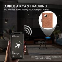 Dompet Passport Cover Lipat Panjang Kulit PU Anti RFID dengan Pola Embos, Slot Pelacak AirTag, dan 2 Slot Kartu SIM