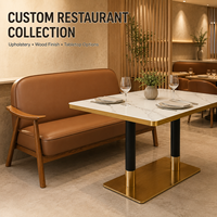 Banc de luxe avec revêtement en cuir pour restaurant, ensemble de banquettes de style mid-century pour café et hôtel