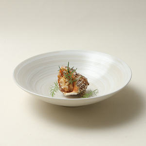 Plato de Servir de Cerámica Redondo Hecho a Mano, Vajilla Retro de Color Sólido para Comer - Product Image 1