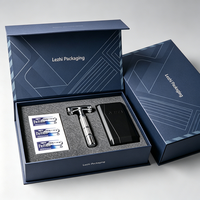 Boîte cadeau de rasoir pour homme avec logo personnalisé, boîte en carton argenté de luxe, emballage pour lame de rasoir