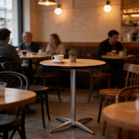 Table de bar ronde moderne en contreplaqué, haute, blanche, réglable en hauteur, pour usage commercial, bar à domicile et banquets en extérieur