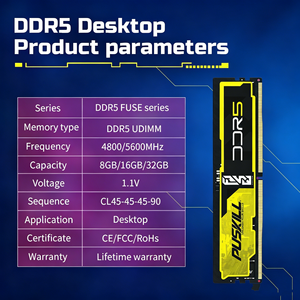 PUSKILL DDR5 16GB 4800MHz Desktop Memory <b>RAM</b> Module Red Black Design Assembled In China - Product Image 4