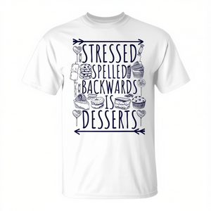 Camiseta con estampado de letras invertidas 'Stressed Spelled Backwards Is Desserts', camiseta con gráfico 'Sweet Love Sign' - Product Image 2