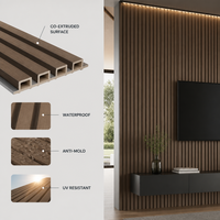 Panel Dinding Beralur WPC Tahan UV dan Tahan Api, Anti Air, Co-Extruded, Dekoratif untuk Interior & Eksterior Hotel