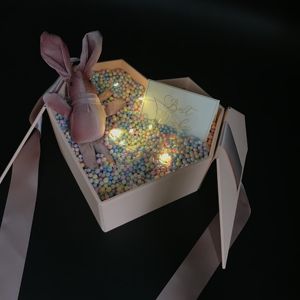 Rose Coeur Forme Papier Boîte De Cadeau De Mariage avec la lumière pour boîte De cadeau de Mariage pour demoiselles d'honneur - Product Image 5