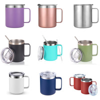 Gobelet isotherme en acier inoxydable 304 de 12 oz avec logo personnalisé, pour le bureau, les voyages, le camping, le café, la bière, avec poignée, tasse à boisson