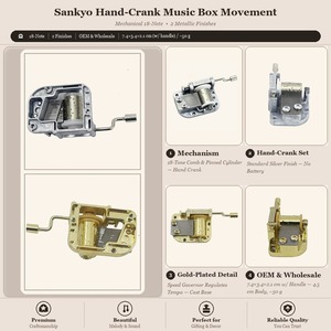 Mecanismo de Caja Musical de Metal con Manivela, Chapado en Oro Sankyo, con 18 Notas, Canciones Personalizadas, Sin Necesidad de Baterías, Pieza de Repuesto para Manualidades - Product Image 2