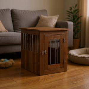 Casa para Perros de Madera de Roble Marrón Medio, Duradera, para Interiores, Estilo Clásico, Forma Rectangular - Product Image 2