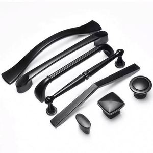 WEKIS Modern Matte <b>Black</b> Zinc Kitchen Cabinet <b>Door</b> Long Handle Pulls for Dresser and Bedroom Cabinets - Product Image 1
