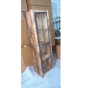 Librero de Madera Maciza de 5 Niveles con Patas de Hierro y Puerta, Estante de Exhibición Multifuncional Tradicional para el Hogar y la Oficina - Product Image 3