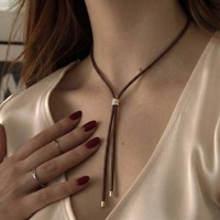 Chaîne en laiton ajustable plaquée or pour femme, avec pendentif coulissant minimaliste, bijoux de mode modernes, tendance, personnalisables en gros