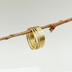 Cao Cấp 18K Đồng Bằng Vàng Giả Nhiều Lớp Tuyên Bố Ban Nhạc Nhẫn Thép Không Gỉ Hợp Thời Trang Đơn Giản Mạ Vàng Đồ Trang Sức - Product Image 3