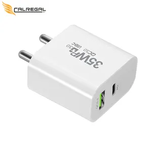 Wholesale Us Eu Uk Type-C+Dual Port Usb Fast Charger Pd 35w Quicky Charger For Iphone Huawei Xiaomi Mobile Phones