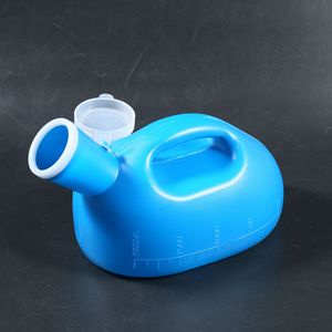 Urinoir pour hommes 2000 ml, épaissi avec couvercle, grande capacité, urinoir sur pied, en plastique bleu et blanc, forme ovale - Product Image 4