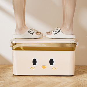 Transparent Plastic <b>Storage</b> <b>Boxes</b> With Lids Cartoon Design Rectangle Clothing Organizer Portable For Kids Room Spring 2025 - Product Image 5