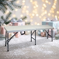 Banc pliable en deux avec plateau en HDPE de 183 cm, pour camping, jardin, banquet, barbecue extérieur, intérieur, simple, avec cadre en acier poudré
