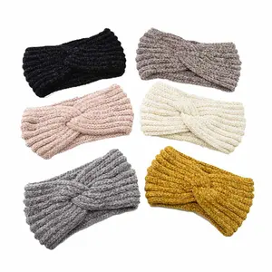 Custom New winter knitted headband women cross fashion acrylic head wrap