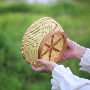 Handmade <b>Bamboo</b> <b>Basket</b> Round Storage <b>Basket</b> For Living Room Tea Fruit Snack Organizing Household Decorative Woven <b>Basket</b> - Product Image 3