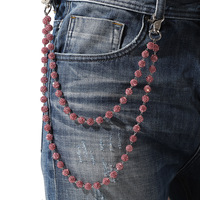 Rantai Pinggang Hip-hop Keren untuk Rap, Dekorasi Sabuk dengan Manik-manik Rhinestone 10mm Berkualitas Tinggi dan Bola Disko Warna-warni