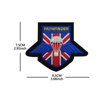 PATCH TACTIQUE PATHFINDER en tissu parachute brodé bleu avec drapeau britannique et motif avion, bordure noire, pour uniformes, sacs, chapeaux, DIY