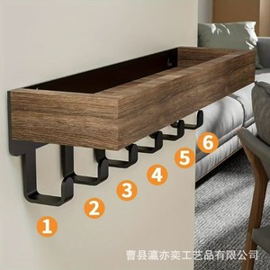 Wooden <b>Key</b> <b>Holder</b> With Hooks <b>Wall</b> Mounted Storage Rack For Living Room Mail Organizer - Product Image 3