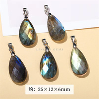 Pendentif en pierres précieuses personnalisées fermoir en argent mélange naturel cristal de quartz goutte d'eau pierre à facettes pendentifs sculptés à vendre