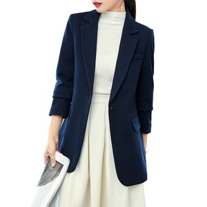 Women's Navy Blazer Full Sleeve One Button Quilted Detachable Liner Thickened Winter Coat Casual Korean Style - Product Image 5
