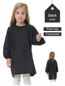 Benutzer definiertes Logo Reine Farbe Polyester Wasserdicht Langarm Schulkinder Malerei Kunst Kinder Kittel mit Taschen für Mädchen Jungen - Product Image 3