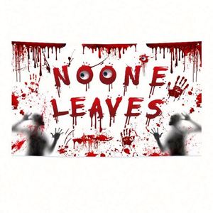 ธงแขวนผนังแนวตั้งสำหรับงานปาร์ตี้ฮาโลวีน วัสดุโพลีเอสเตอร์และอะลูมิเนียม ทนทาน ใช้งานกลางแจ้ง ตกแต่งฉากหลังสุดหลอน สำหรับงานวันเกิด พร้อมข้อความอวยพร - Product Image 1