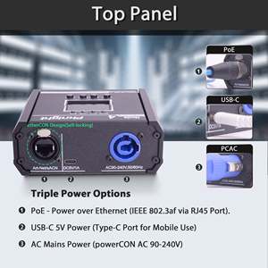<span class=keywords><strong>Convertisseur</strong></span> Art-Net/sACN vers DMX512 bidirectionnel 4 ports Pknight, nœud compact avec PowerCON PoE USB-C pour éclairage de scène - Product Image 2