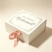 Boîte cadeau magnétique écologique personnalisée pour demoiselles d'honneur, ruban en satin, matériaux recyclés, couvercle imprimé, papier rigide de luxe pour mariage
