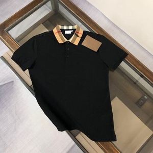 Luxury fashion casual designer style 100% cotton short-sleeved fitted checkered design Bur berry polo <b>shirt</b> for men - Product Image 1