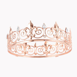 Usine En Gros <span class=keywords><strong>Pas</strong></span> <span class=keywords><strong>Cher</strong></span> Royal Roi Couronne En Alliage De Métal Strass Évider Couronne Ronde Pour Hommes Femmes Partie Boule Diadème - Product Image 5