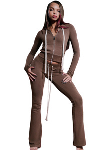 Completo <span class=keywords><strong>Donna</strong></span> Due Pezzi con Felpa con Zip e Pantaloni della Tuta, <span class=keywords><strong>Abbigliamento</strong></span> all'Ingrosso, Tuta Sportiva Svasata <span class=keywords><strong>XXL</strong></span> Autunno - Product Image 3