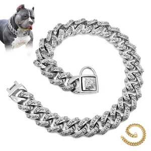 Collier pour animaux de compagnie en or, best-seller, chaîne cubaine 18K 32 mm, collier robuste pour petits chiens, pitbull américain, berger allemand - Product Image 5