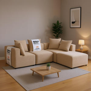 Sofá Seccional Modular Miebaca Alirice Cloud Beige de 3 Plazas, Asiento Profundo, Sin Necesidad de Ensamblaje, Diseño Moderno para Sala de Estar - Product Image 2