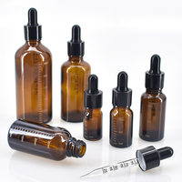 Vente d'usine : flacon compte-gouttes en verre ambré de 5 ml à 100 ml avec impression sérigraphique pour huile essentielle, sérum et marques de mesure graduées