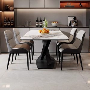 Tavolo da Pranzo in Marmo Set Acciaio Inox Semplice Moderno <span class=keywords><strong>Arredamento</strong></span> Casa Minimalista Salvaspazio Metallo Dorato Stabile - Product Image 2