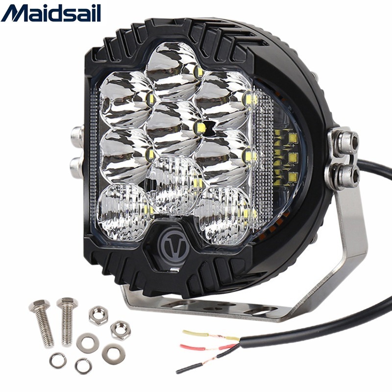 Maidsail New Three-sided Illuminated 7-inch 90W 12V 18000 Lumens Spot Work Wrangler Automotive Off-road LED Car Universal