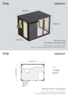 Cocovia TF30 – Nouvelle Maison de Jardin Modulaire en Aluminium, Préfabriquée et Mobile, Bureau Rectangulaire Moderne pour Jardin/Arrière-cour