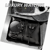 Lüks erkek 40mm büyük arama takvim Quartz saat romen rakamları alaşım durumda moda takı seti hediye aksesuarı