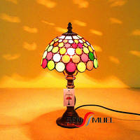 Vente en gros et vente directe de petites lampes de table en verre coloré de 8 pouces, style mosaïque, à bas prix