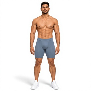 Short de Compression Respirant pour Homme de Grande Taille Confort Ceinture Élastique Motif Solide Dentelle Personnalisable Nouveau Produit en Gros - Product Image 1