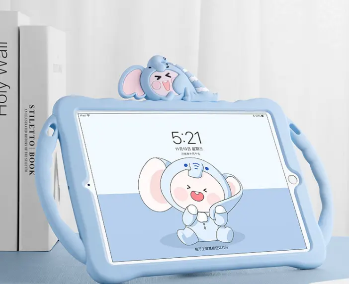 Cartoon Cute Shock proof Protective Silikon Kids Tablet für iPad Hülle Cover Air 2 4 6 Pro 9.7 10.2 mit Griff mit Ständer