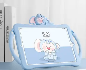 เคสแท็บเล็ตสำหรับเด็ก,เคสซิลิโคนป้องกันกันกระแทกลายการ์ตูนน่ารักสำหรับ iPad Air 2 4 6 Pro 9.7 10.2พร้อมด้ามจับพร้อมขาตั้ง