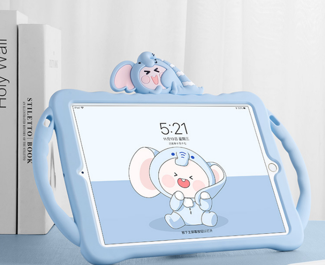 Cartoon Cute Shockproof Protective Silicone Kids Tablet for iPad Case Cover Air 2 4 6 Pro 9.7 10.2 WIth Handle With Kickstand