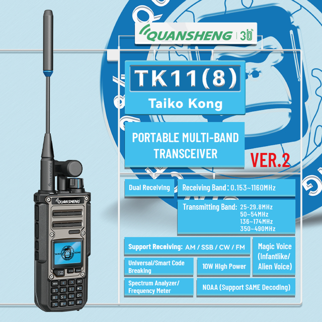Long Range Walkie Talkie Multi-Band FM AM SSB HF Cross Band NOAA Shortwave Ham Radio for Outdoor Sports Hunting Hiking Survival
