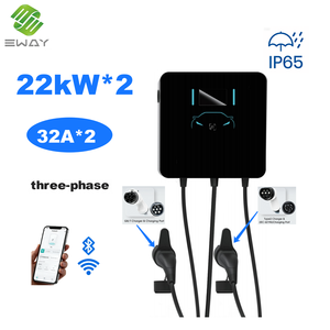 Chargeur mural pour véhicules électriques 22 kW*2 à double prise, 44 kW Type 2, stations de recharge murales, OCPP, boîtier mural intelligent - Product Image 1
