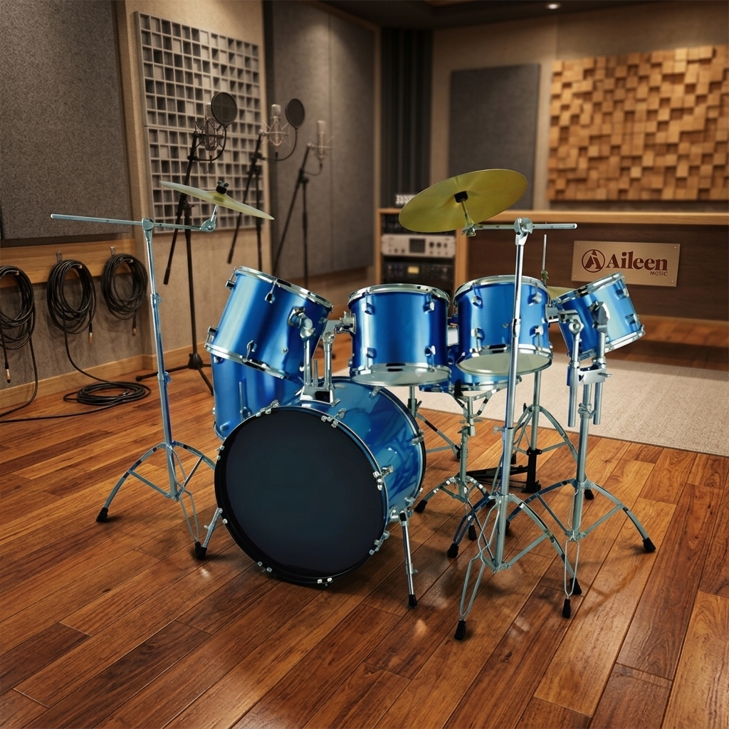 Full 7 Piece Jazz Drum Set Kit - Blue DSET-310, Including Bass